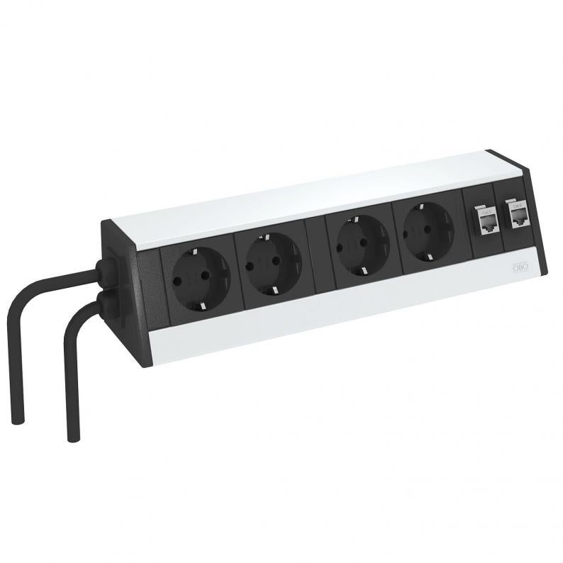 Deskbox DB, freely placeable, 2+2 sockets, 2x RJ45 Cat. 6